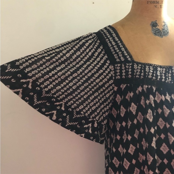 [Freepeople] Black White Printed Lace Button down  Oversized Boho Dresse - Picture 7 of 13